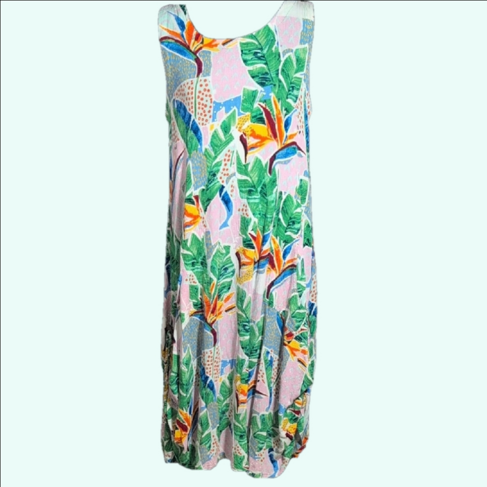 KaktusTropical Print Sleeveless Dress